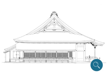 八坂神社本殿　西面図