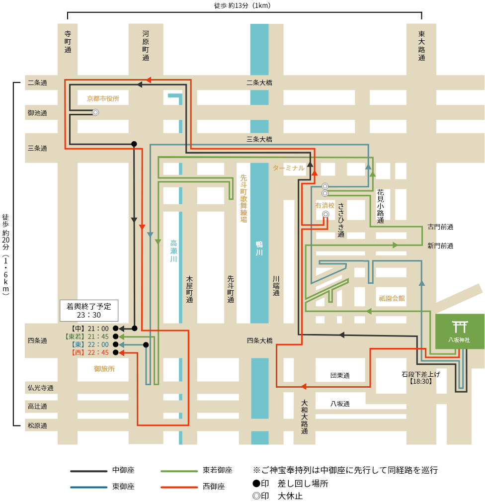 7月17日に開催される神幸祭の神輿巡行図