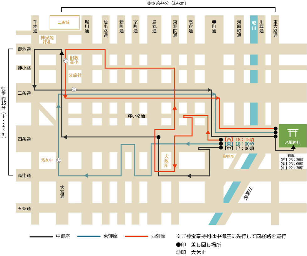 7月24日に開催される還幸祭の巡行図